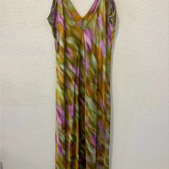 Zara Slip Dress Womens Small Tie Dye Satin Spaghetti Strap V Neck - Picture 8 of 9